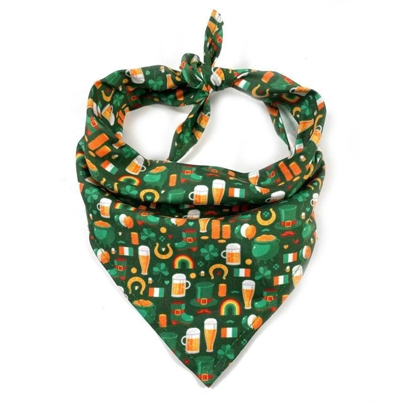 Multi- Color Washable Double Layer Plaid Printed Cotton Triangle Pet Dog Bandana Scarf