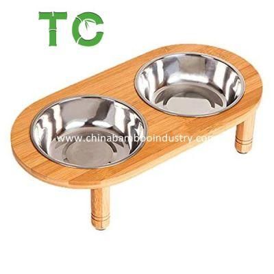 Wholesale Elevated Dog Pet Feeder Raised Dog Bowls Cat Food Stand with 2 Stainless Steel Bowls Small Dog Bowls Elevated Pet Feeder Bowl