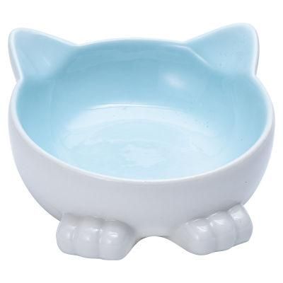 Cat Bowl, Elevated Ceramic Cat Bowls with 15 Tilt Angle, Non Slip Cat Food and Water Bowl, Cute Pet Bowl for Cat and Dog, Whisker Fatigue Relief