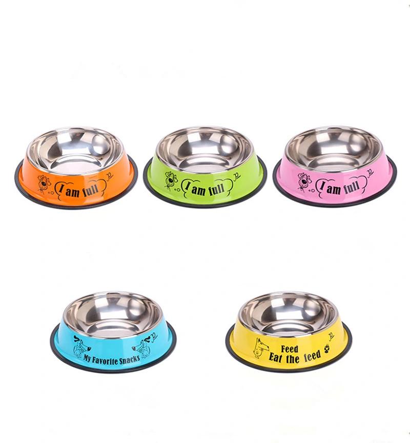 Pet Supplies Non-Slip Stainless Steel Dog Drinking Water Food Bowl