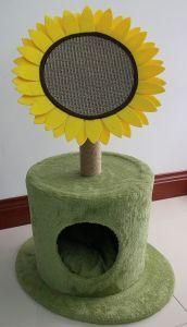Happy Cat Tree House with Scratching Board High Quality Low Price Indoor Cat House with Beautiful Sunflower for Pet Cat