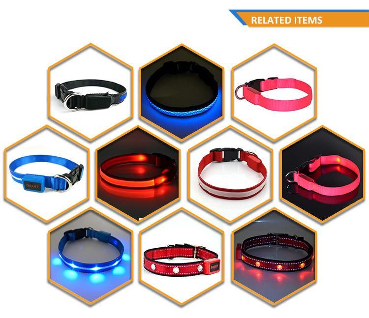 New Arrival LED Light-up Dog Collar Reflective Adjustable Dog Collars LED Pet Collar/Factory Price