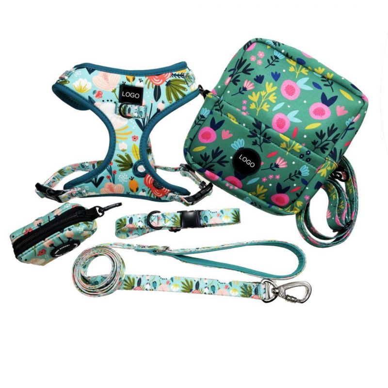 Custom Adjustable No Pull Neoprene Waste Pet Pouch Training Luxury Dog Treat Bag Dog Harness Set