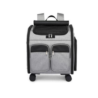 Deluxe Pet Backpack Travel Carrier with Double Wheels Black Approved by Most Airlines