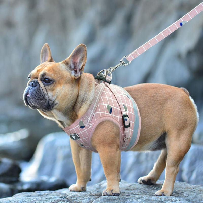 Dog Harness Vest No Pull Adjustable Dog Leash Soft Breathable Plaid Dog Walking Harness