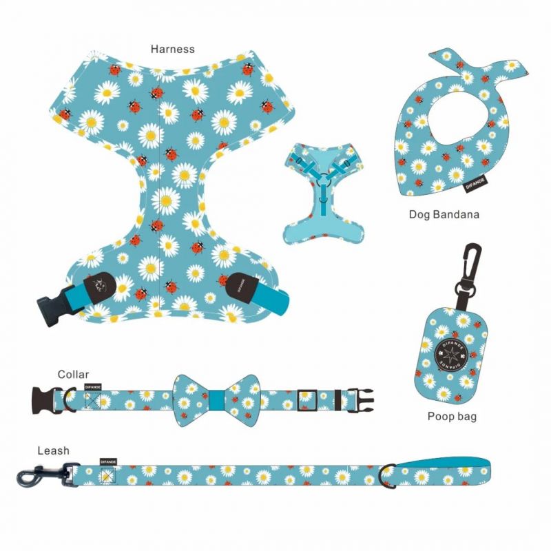 Amazon Hot Selling Luxury Brand Adjustable Breathable Pet Dog Harness Leash Set