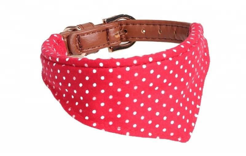 DOT Small Dog Collar Bandana Soft Leather Dog Leash Rope Dog Leash