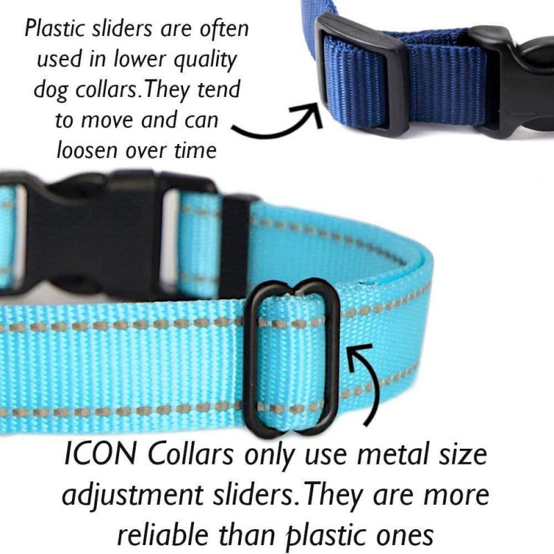 Reflective Nylon Dog Collar for Small Medium Large Sizes