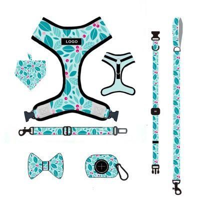 Pet Products Custom Design Adjustable Reversible Dog Collar Leash Bandana and Harness