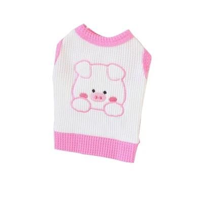 Wholesale Korean Style Spring and Summer Pink Cute Embroidery Dog Clothing