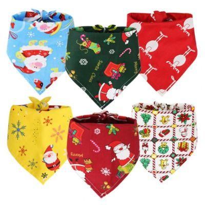 2022 Exquisite Pretty Dogs Cats Bib Scarf Soft Dog Towel Christmas Series Pattern Photo Props