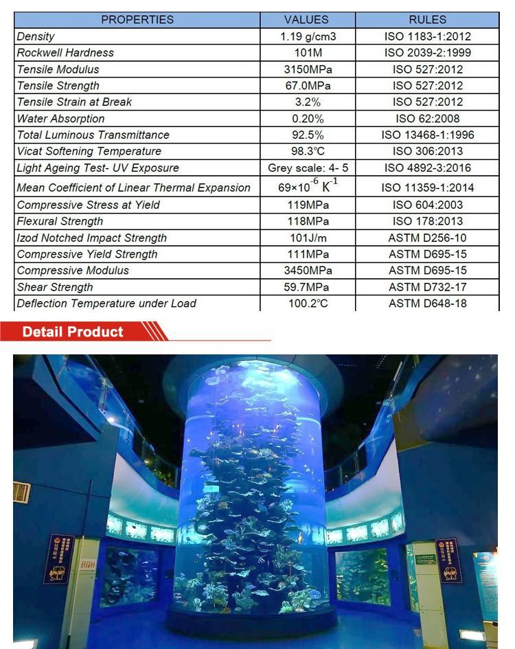 Large Circular Acrylic Fish Tank Thickness Acrylic Sheet for Aquarium