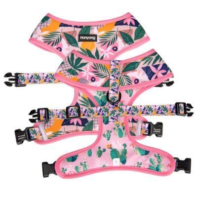 OEM Design Sublimation Print Neoprene Dog Reversible Harness Set with Matching Leash Collar Dog Harness