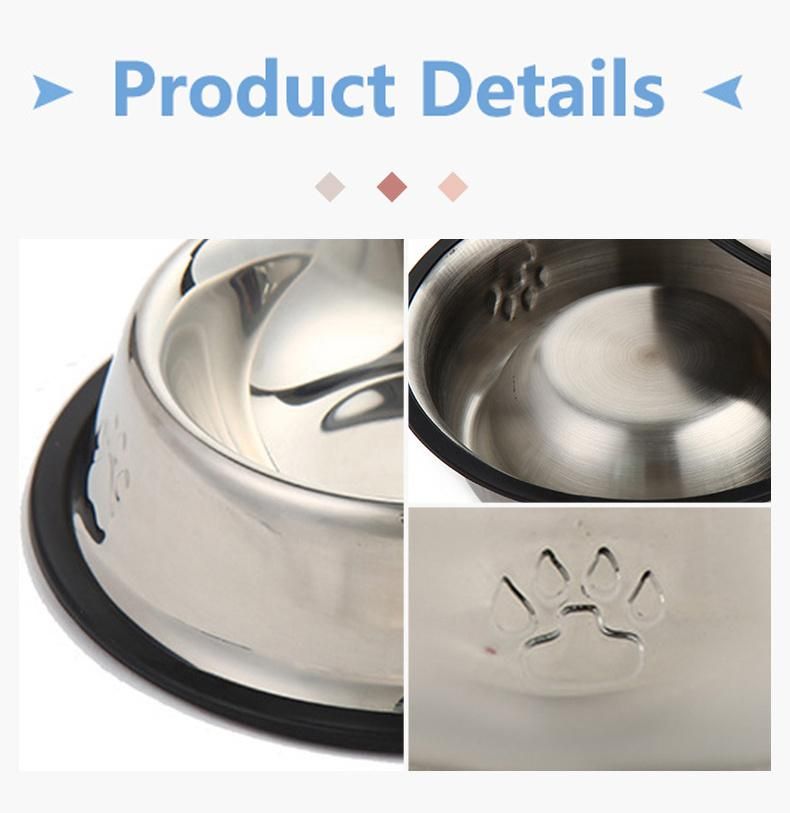 Wholesale Stainless-Steel Non-Skid Silicone Mat Pet Dog Feeder Water Bowl