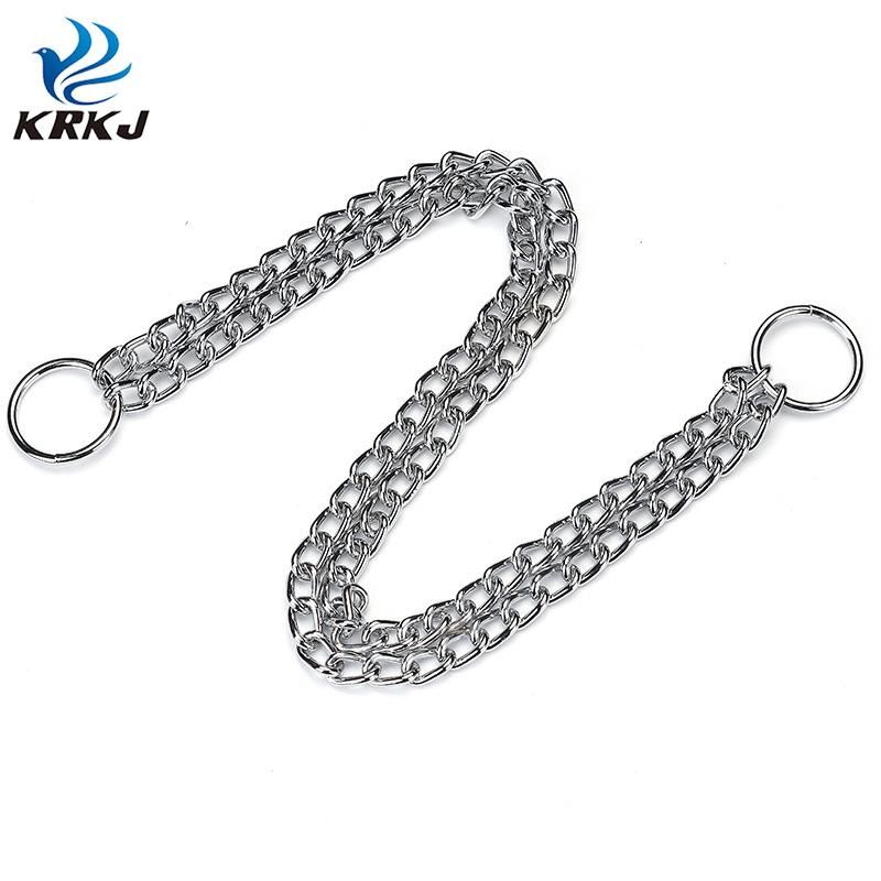 Seamless Welding Rust-Proof Fashion Tactical Military Double Row Metal Chain Dog Collar