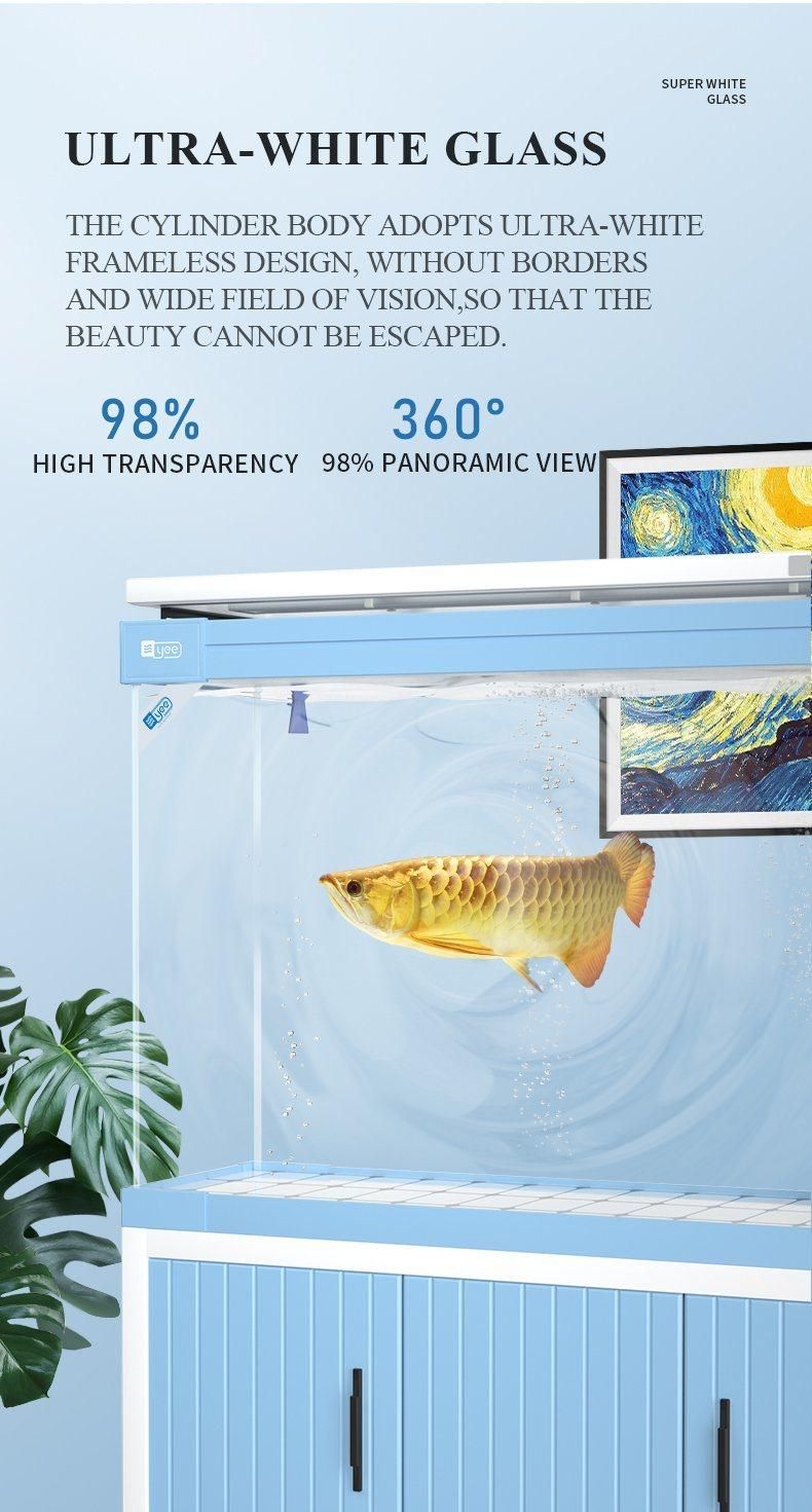 Yee Glass Large Aquarium Arowana Ecological Landscape Fish Tank with Base Cabinet