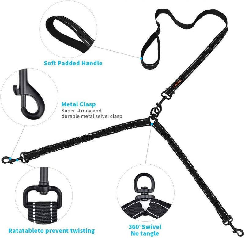Double Dog Leash Swivel No Tangle Double Dog Walking & Training Leash