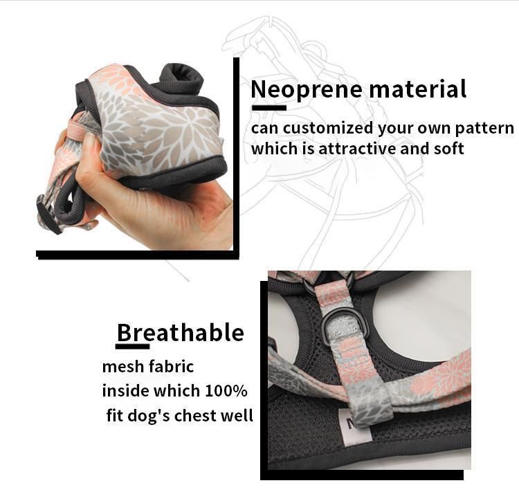 Wholesale Custom Pattern Popular Design Adjustable Soft Dog Harness Reversible