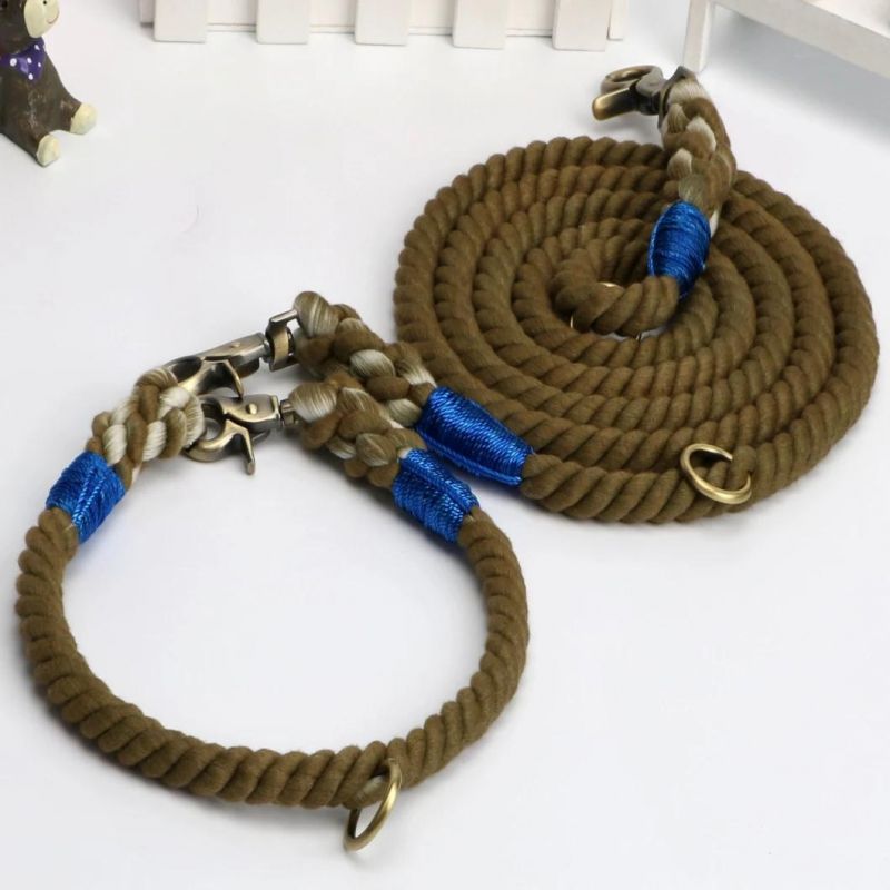 Fashionable Durable Ombre Natural Ombre Color Dog Leash with Pure Cotton Rope