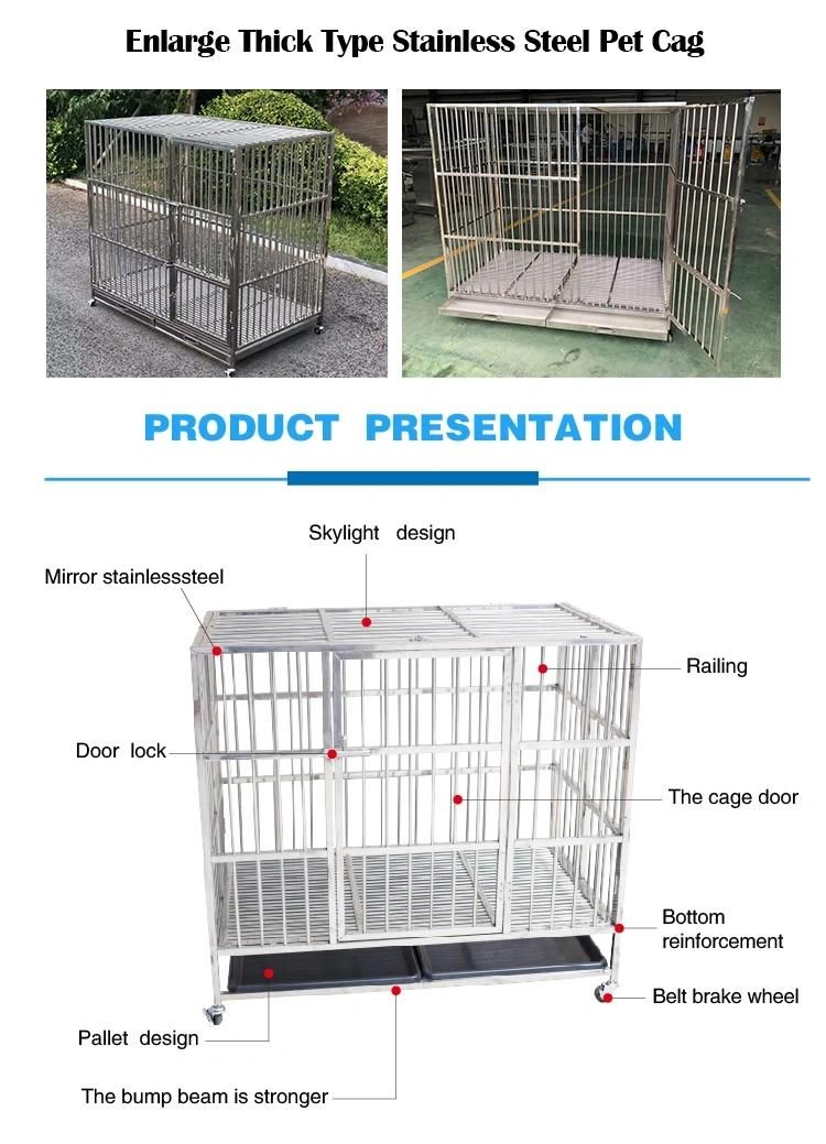Wholesales Stainless Steel Pet Dog Crate Foldable Dog Cage