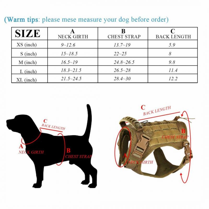 Tactical Dog Vest Training Molle Harness Dog Backpack Pet Tactical Gear