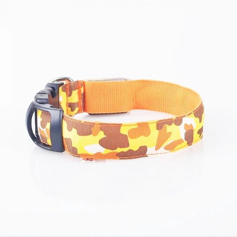 LED Light up Pet Collar Flash Camouflage Traction Dog Collar