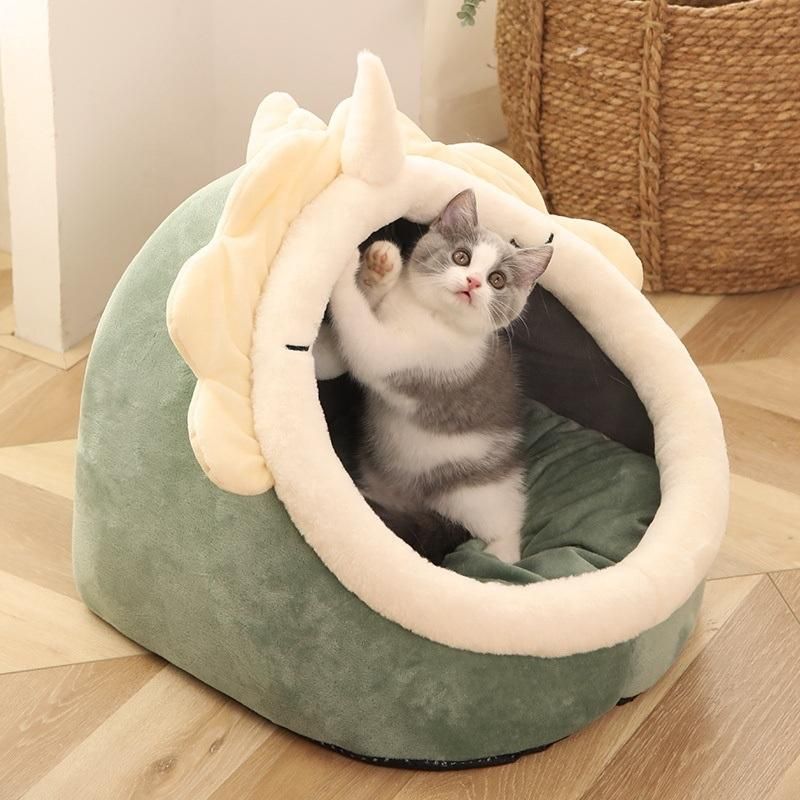 Donut Plush Pet Cat Bed Fluffy Soft Warm Calming Bed