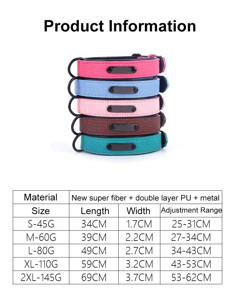 Wholesale Personalized PU Material, Solid Color Custom Graphic Printed Reflrctive Dog Collars with Nameplate//