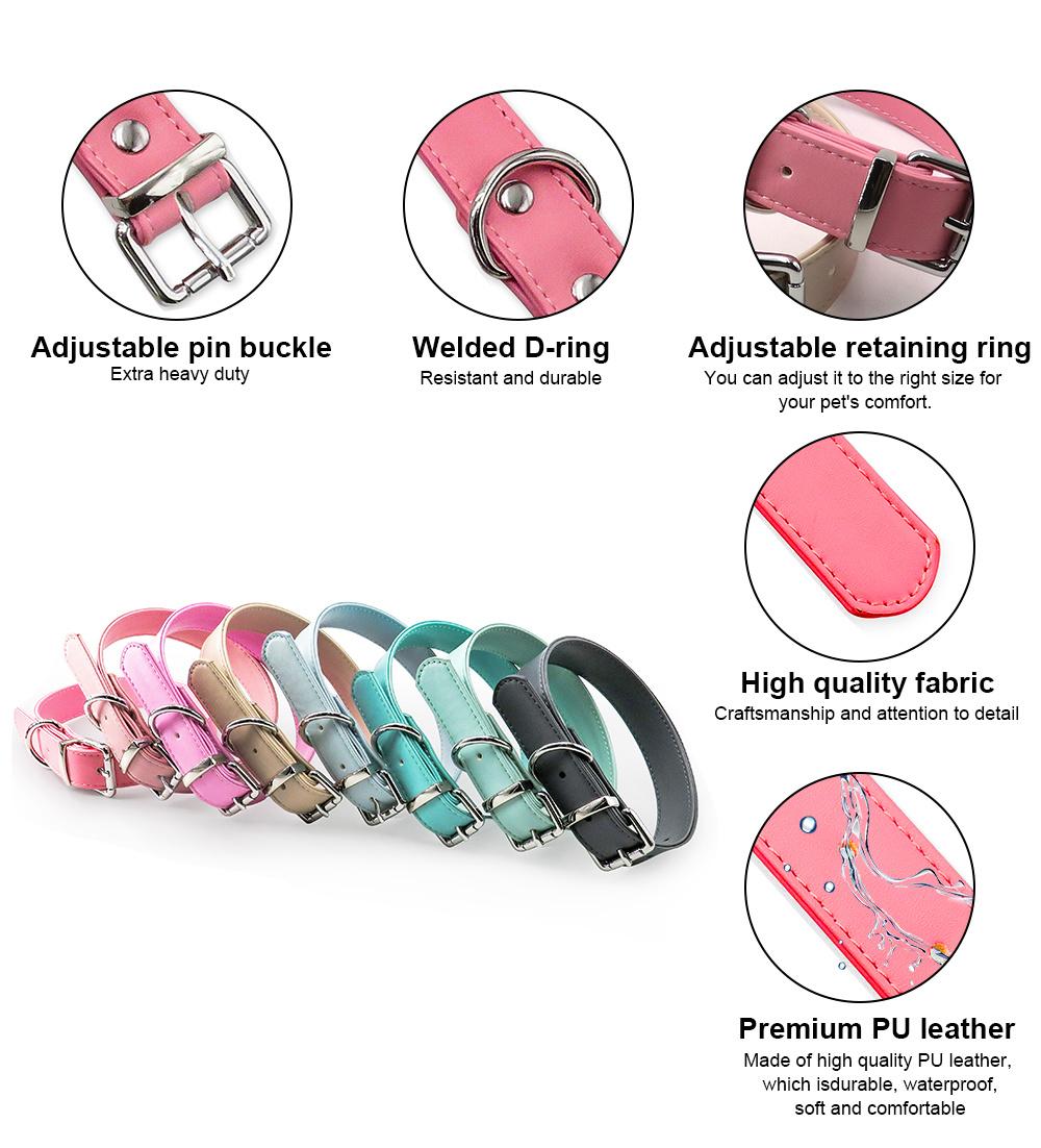 Luxury Macaron Color Soft Padded Handmade Genuine Leather Dog Collars with Pin Buckle