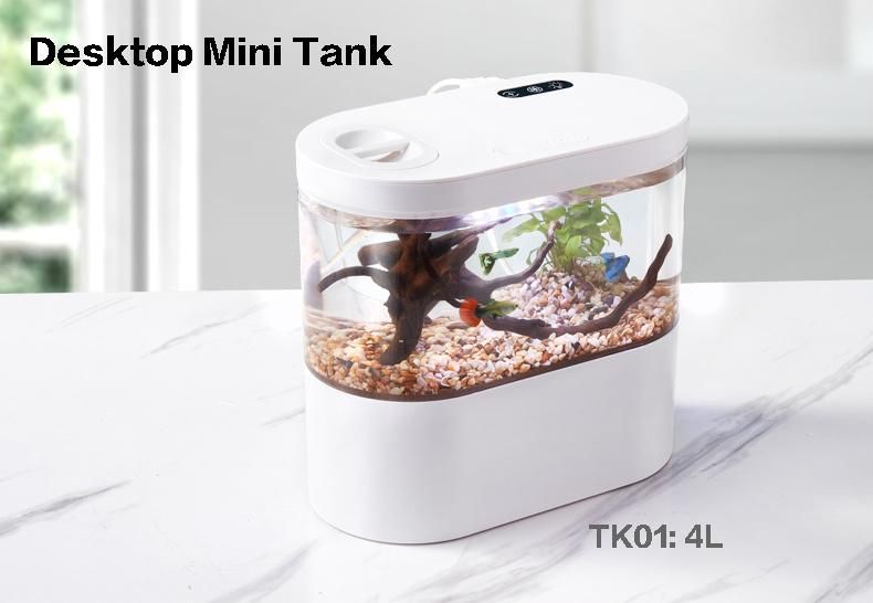 1-Gallon Mini Desktop Aquarium Kit Safe Acrylic White