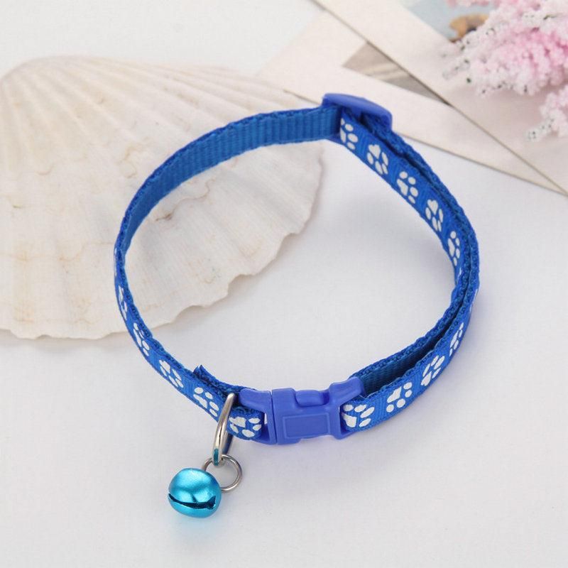 Pet Collar Cat Necklace and Cat Paw Print Adjustable Collar Bell Positioning Pet Collar