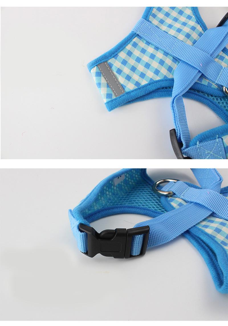 Summer Polyester Pet Harness Vest Breathable Soft Lattice Pet Harness with Leash Protect Vest