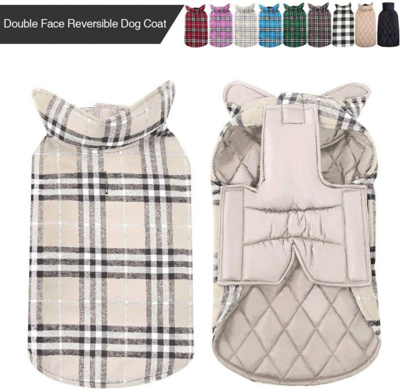 Cold Weather British Style Plaid Warm Dog Vest for Small Medium Large Dogs