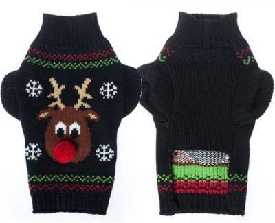 Dog Sweaters Christmas Cartoon Reindeer Pet Cat Winter Knitwear Warm Clothes