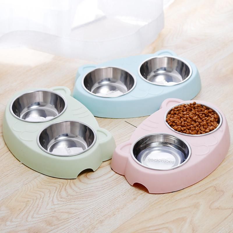 Cute Cat Bowl Pet Bowls Dog Food Double Bowl Pet Cat Feeder