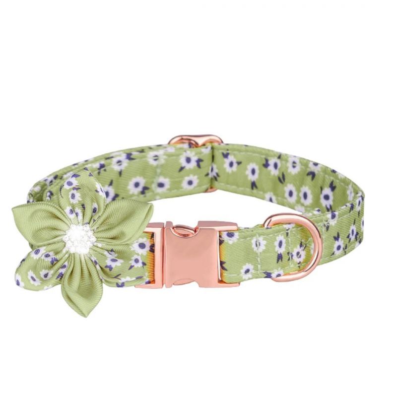 Detachable Rhinestone Flower Dog Collar