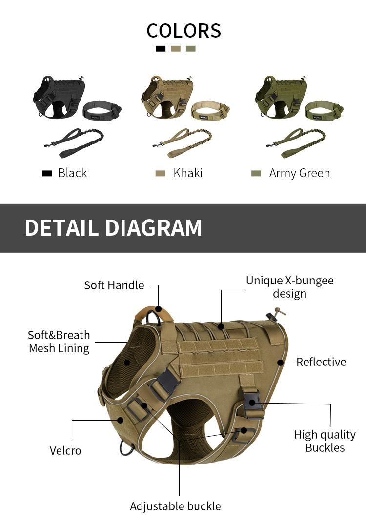 Arnes PARA Perro Tactical Dog Harness for Big Dog Customized Adjustable Outdoor Training Harness Set