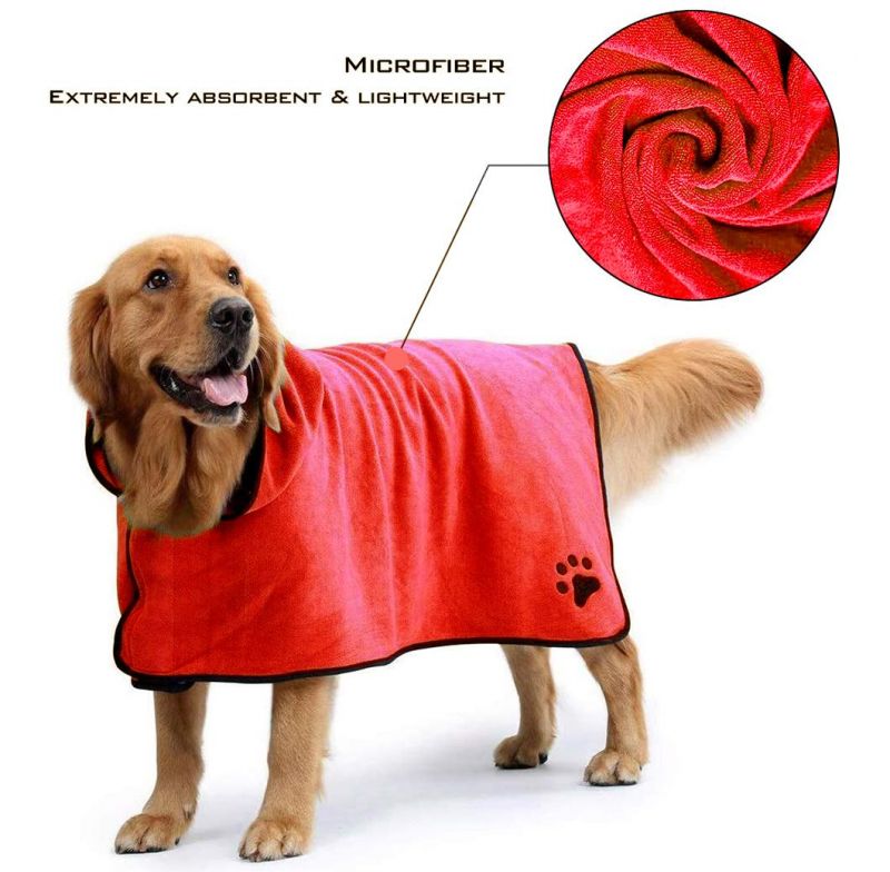 Wholesale Super Absorbent Soft Towel Robe Dog Cat Bathrobe Grooming Pet Product with Five Colors