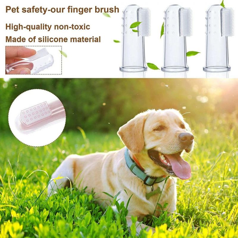 Hot Sale Fit Finger Design Soft Free BPA Material Dog Finger Toothbrush