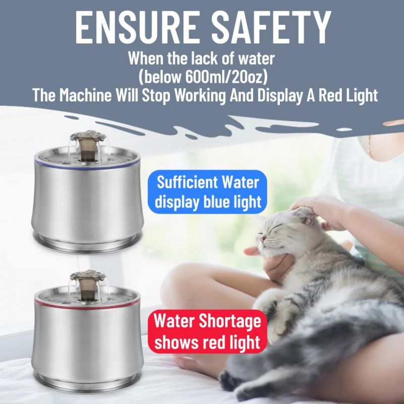 Pet Products Supply Pet Use Smart LED Light Cat Water Fountain, 80oz/2.5L Pet Water Fountain for Cats and Small Dogs with Filter