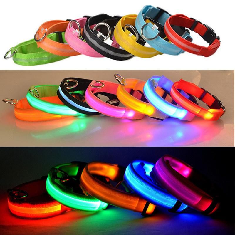 LED Pet Dog Collar Safety Night Light Anti-Lost/ Car Accident Avoid Luminous Collar