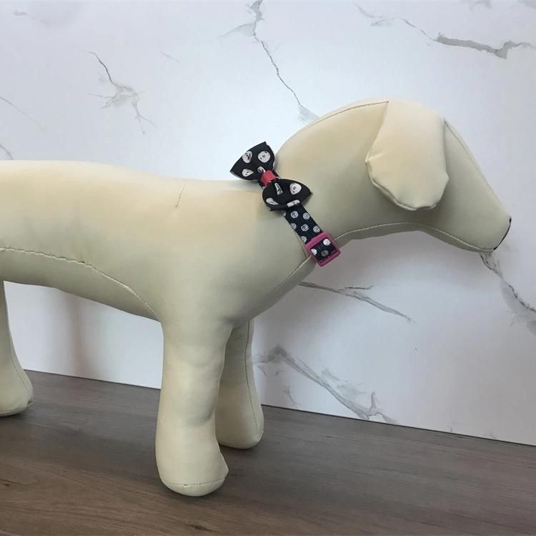 Professional Manufacturer Premium Bowknot Cute Design Dog Collar with Custom Heat Transfer Logo