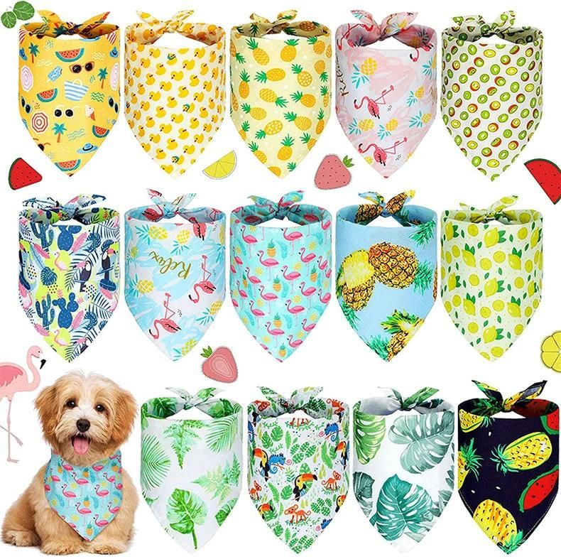 Hot Sell Pet Bandanas Pattern Cartoon Pet Saliva Towel Polyester Fabric Cat Dog Triangle Scarf