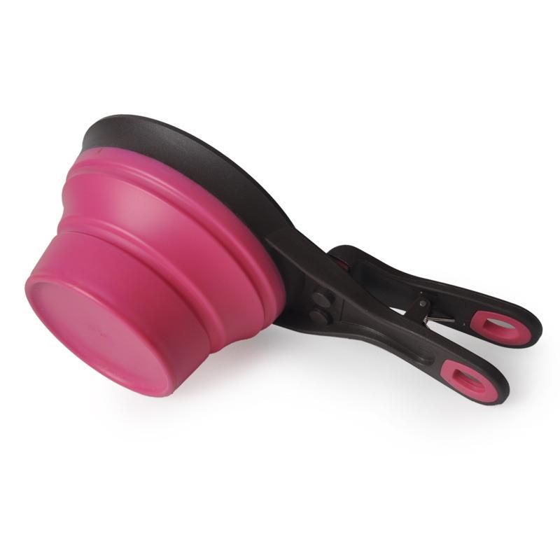 Portable PP+TPE Silicone Green Red 2 in 1 Folding Pet Food Spoon Bowl