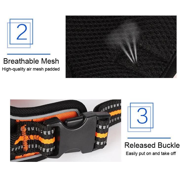 Luxury 3m Reflective Pet Vest Soft Mesh Padding No Pull Front Range Dog Harness with Handle