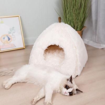 Plush Novelty Yurt Triangle Indoor Cat House Small Dog Pet Animals Tent Teepee Nest Fashion Soft Pet Cat Sleep Bed