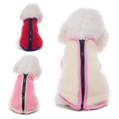 Dog Autumn Winter Clothing Warm Velvet Soft High Collar Zipper Pet Vest Clothing