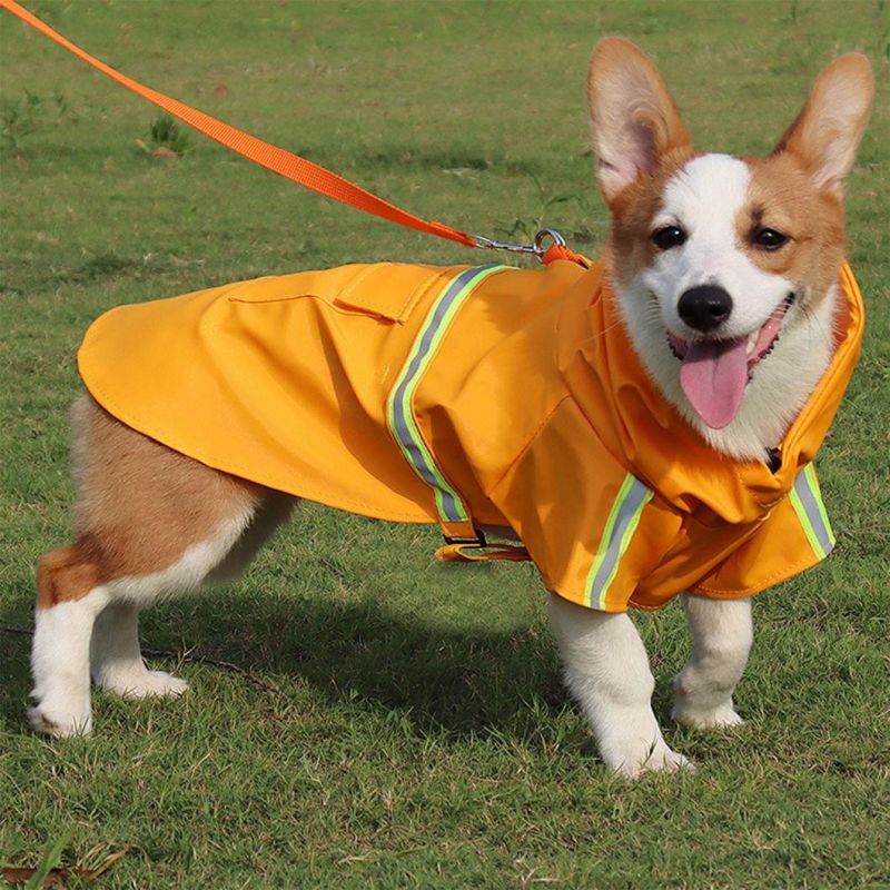 Dog Raincoat with Adjustable Belly Strap and Leash Hole