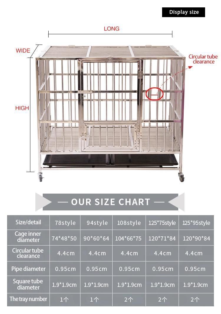Pet Cages Carriers Houses Large Customized Size Foldable Stainless Steel Dog Cage for Sales