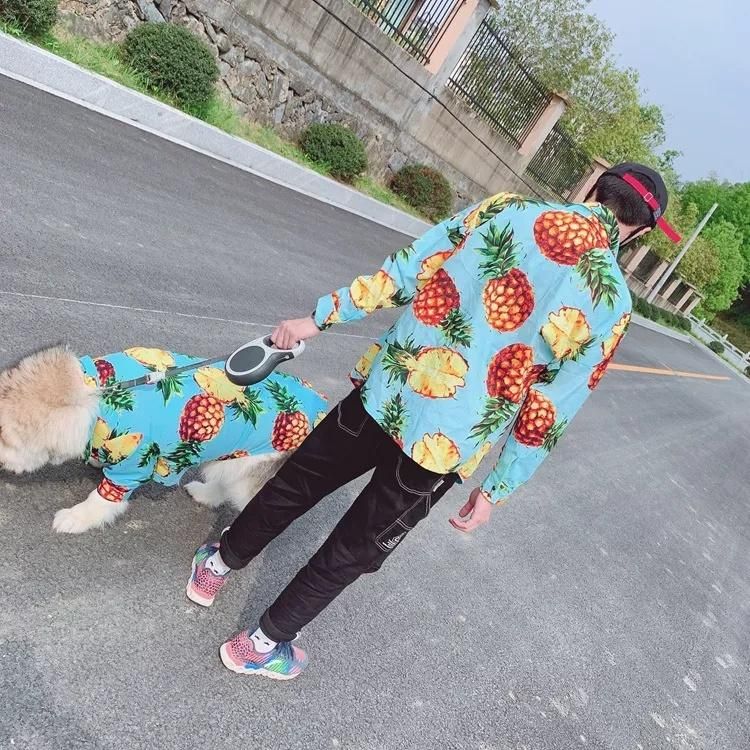 Pineapple Pattern Family Matching Pet- Owner Clothes Polo Shirt Spring /Pet Shirt Tropical Rain Forest Dog Shirt
